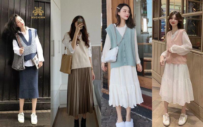 Top 7 cách phối áo gile với chân váy dài hợp thời trang nhất  TH Điện Biên  Đông