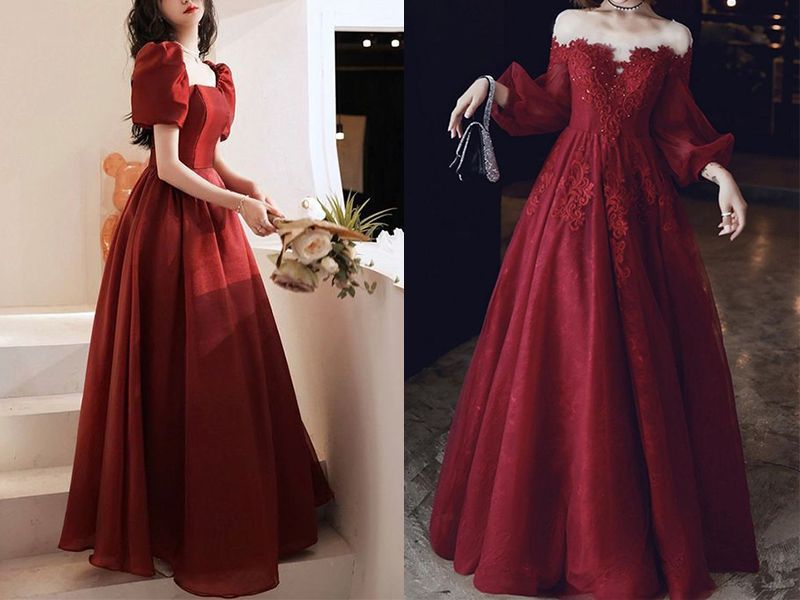 Váy dạ hội màu đỏ đơn giản sang trọng