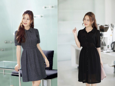 30+ Mẫu Váy Đầm Xòe Cổ Sơ Mi Đẹp Kiểu Hàn Quốc - Th Điện Biên Đông